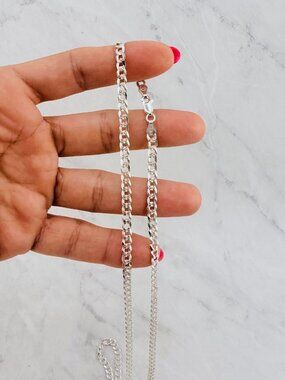 925 Sterling Silver Cuban Link Necklace 4.2mm Wide ❤️ 24” Inches